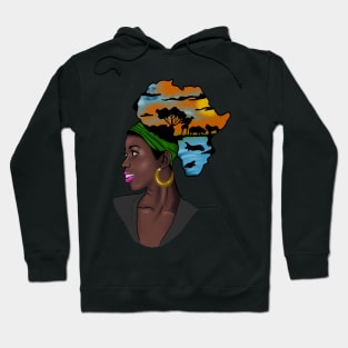 African Woman with Africa Map Hoodie